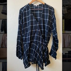 LOFT PLUS Long Sleeve Peplum Wrap Blouse